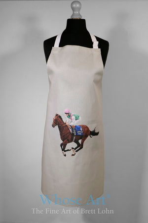 Horse racing gift idea Frankel painting printed on the front of an apron