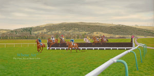 Painting of Racing at Cheltenham with Cleeve Hill in the background