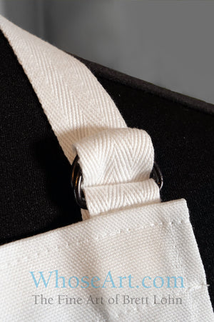 Adjustable neck strap of cotton apron with d rings.