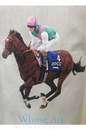 Image of Frankel horse on the front of a kitchen apron