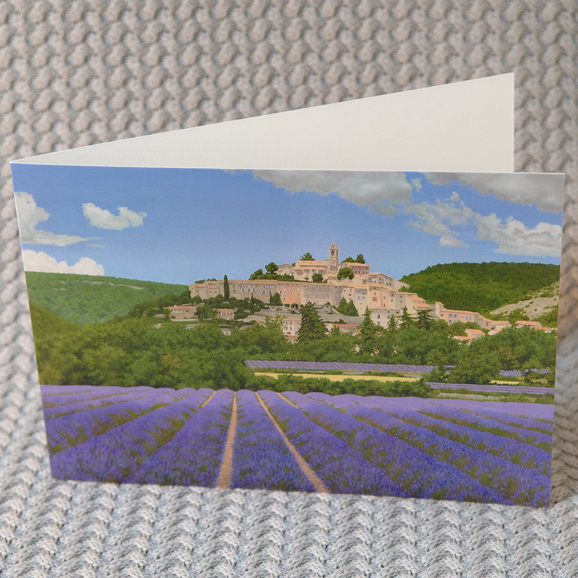 fine art greeting card of a painting of lavender fields