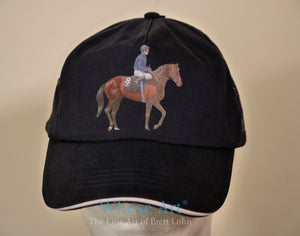 Yeats horse racing clothing accessory hat with a picture of the racehorse Yeats on the front