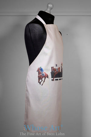 apron gift idea with racehorses painted on the front