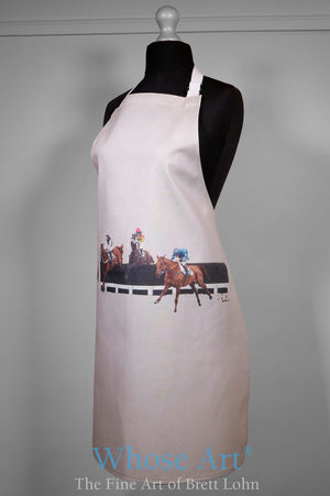 beautiful apron gift idea with a scene of cheltenham races pictured on the front