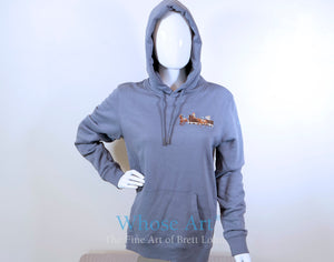 cheltenham races gift ideas showing hoodie with painting of cheltenham racecourse printed on the front