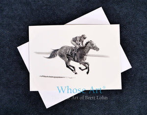 horse racing greeting card of Soul Sister winning the Epsom Oaks