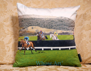 horse racing souvenir cushion for a sofa armchair
