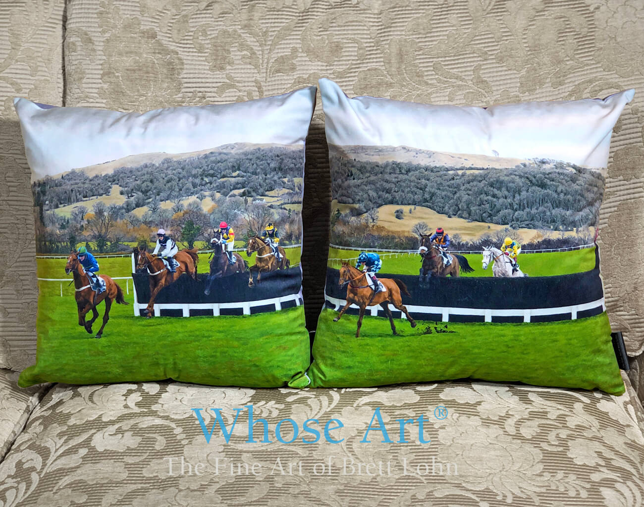 Horse racing gift idea of Cushion covers featuring racing at cheltenham racecourse
