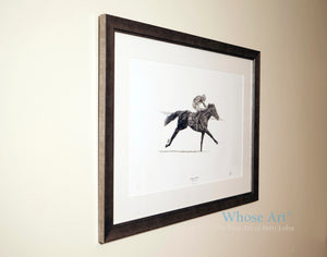 equestrian art racehorse with jockey ryan moore