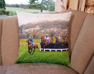 Country sofa interior design horse themed cushion cover