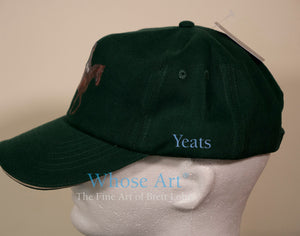 Yeats racehorse design on a green hat