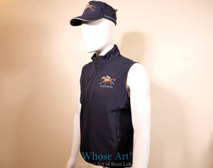 Stradivarius horse gift idea of a blue bodywarmer with Stradivarius painting printed on the front.