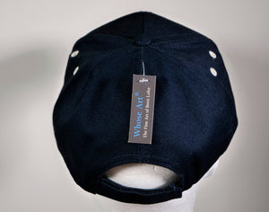 Blue baseball cap shown from the rear