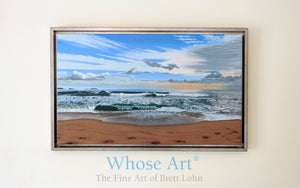 Wall art canvas print of the ocean waves crashing against the shore