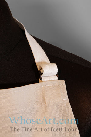 Cotton apron adjustsble d rings on neck strap