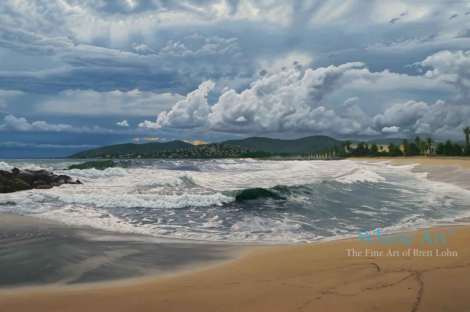 seascape stormy ocean waves art painting of the seaside with breaking waves