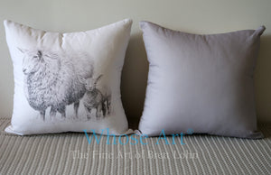 Lamb and sheep drawing on a cushion art