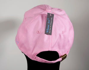 Reverse detail of a pink baseball cap