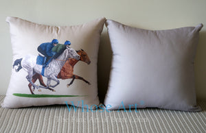 Art Cushion With A Painting of horses on it