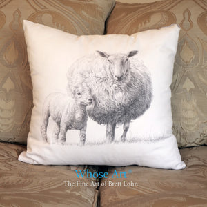 Sheep cushion on a settee